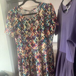 LuLaRoe Amelia Dress Disney Maleficent Multicolor Women's Dress size XL